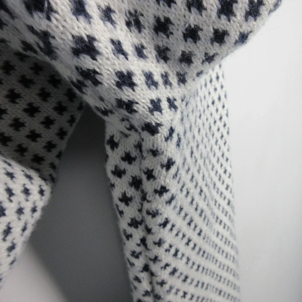 Long Wharf Supply Co Mens XL 1/4 Zip Sweater Fair Isle White Navy Nautical - Picture 5 of 15